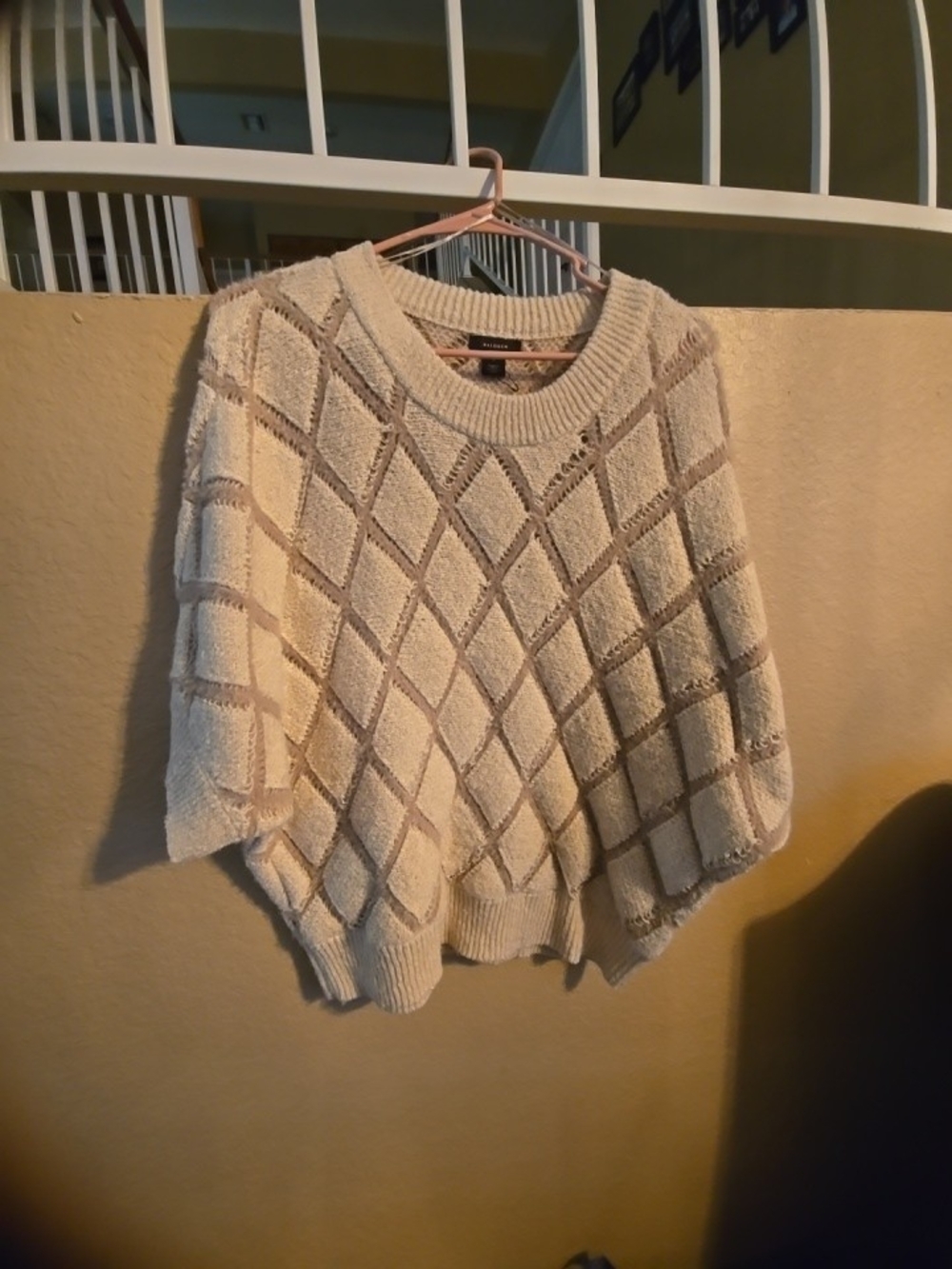 Halogen Cream Diamond Textured Crewneck Sweater